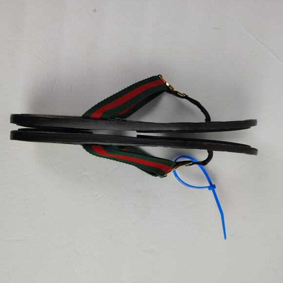 Gucci Interlocking GG Thong Sandal EU 38 Black Leather Flat Flip Flop Slide - Picture 11 of 15